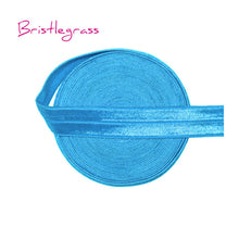 Load image into Gallery viewer, BRISTLEGRASS 5 Yard 5/8" 15mm Solid Color Shiny FOE Fold Over Elastic Bands Hair Bands Headband Dress Lace Trim DIY Sewing Craft