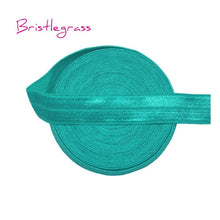 Load image into Gallery viewer, BRISTLEGRASS 5 Yard 5/8" 15mm Solid Color Shiny FOE Fold Over Elastic Bands Hair Bands Headband Dress Lace Trim DIY Sewing Craft