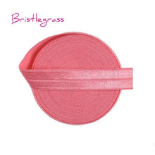 Load image into Gallery viewer, BRISTLEGRASS 5 Yard 5/8" 15mm Solid Color Shiny FOE Fold Over Elastic Bands Hair Bands Headband Dress Lace Trim DIY Sewing Craft